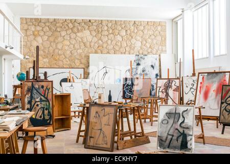 L'Espagne, Îles Baléares, Majorque, Palma de Majorque, la Fondation Pilar i Joan Mir≤≤ Foundation a ouvert en 1981 et dédié à la peintre catalan Joan Mir≤, studio d'artiste conçu par l'architecte Josep Lluφs Sert Banque D'Images