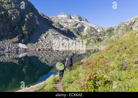 La France, l'Ariège, vallée d'Orlu, Orlu près d'Ax les Thermes, la réserve nationale de faune d'Orlu, lac d'En Beys Banque D'Images