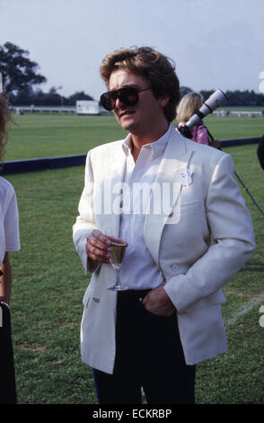 Fashion designer David Emanuel à Berkshire Polo Club irca 1986 Banque D'Images