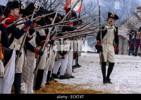 Soldats français de reconstitution de la bataille d'Austerlitz bataille d'Austerlitz (1805) République tchèque Banque D'Images