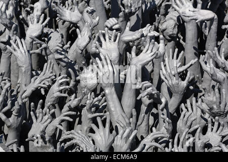 Wat Rong Khun, Le Temple blanc, Temple bouddhiste, Chiang Rai, Thaïlande Banque D'Images