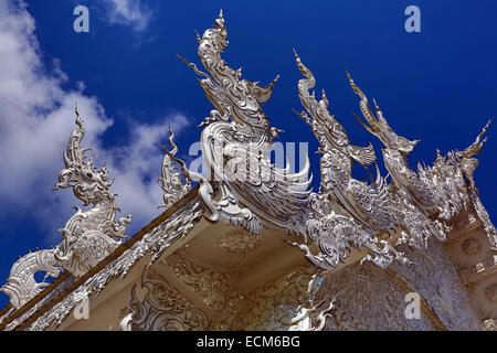 Wat Rong Khun, Le Temple blanc, Temple bouddhiste, Chiang Rai, Thaïlande Banque D'Images