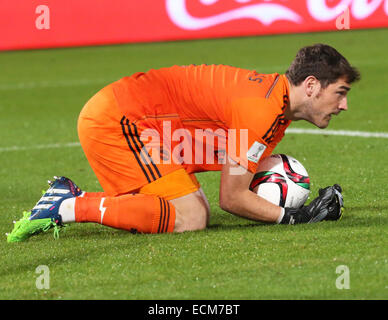 Marrakech, Maroc. Dec 16, 2014. Coupe du Monde de la Coupe du Club. Cruz Azul contre le Real Madrid. Le gardien du Real Madrid Iker Casillas (1) rend l'enregistrer. Credit : Action Plus Sport/Alamy Live News Banque D'Images