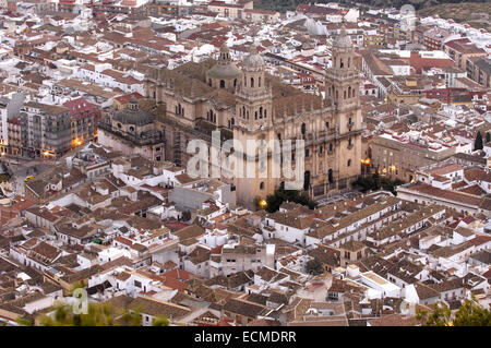 La cathédrale, vue depuis le château de Saint Catalina, Jaén, Andalousie, Espagne, Europe Banque D'Images