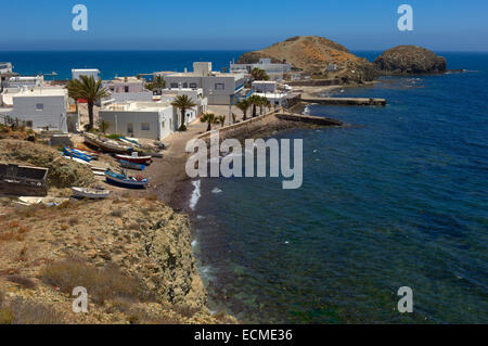 Cabo de Gata, Isleta del Moro, village de pêcheurs, le parc naturel de Cabo de Gata-Nijar, Almeria, Espagne, Europe Banque D'Images