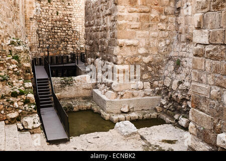 Un immense escalier de pierre taillée dans la roche a été découverte dans les douves qui mène dans un réservoir en date du temps du roi Hérode qui a servi comme une luxueuse piscine à cela, l'un des cinq palais, construit par Hérode dans tout le pays. L 'Kishle' et la citadelle le fossé à la Tour de David, Musée d'histoire de Jérusalem ont récemment été ouverts au public permettant à l'exploration de nouvelles découvertes archéologiques faisant la lumière sur les couches de l'histoire de la ville datant de l'époque du Premier Temple, dans le 8ème siècle avant notre ère. Banque D'Images