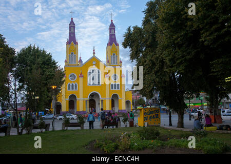 L'église de San Francisco. Plaza de Armas. Castro. L'île de Chiloé. Chili Banque D'Images