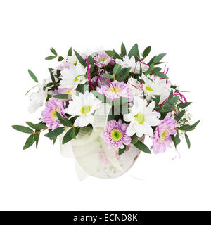 Bouquet de Gerbera dans vase isolé sur fond blanc. Libre. Banque D'Images