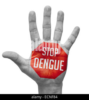 Arrêter la Dengue Concept sur main ouverte. Banque D'Images