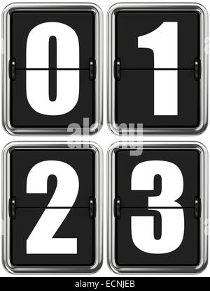 Les chiffres 0, 1, 2, 3 sur le tableau de bord de mécanique. Banque D'Images