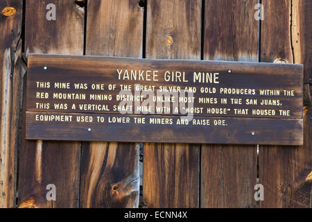 Yankee Girl mine d'argent en la Red Mountain Mining District, le long de la route 550 est également appelé Million Dollar Highway au Colorado Banque D'Images