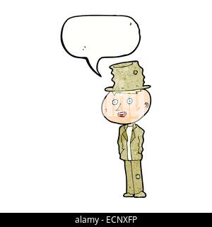 Cartoon funny hobo man with speech bubble Illustration de Vecteur