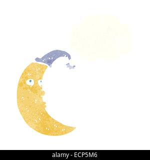 Sleepy moon cartoon avec bulle pensée Illustration de Vecteur