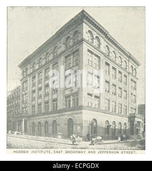 Cette illustration de 1893 par King présente l'Institut hébreu situé à East Broadway et Jefferson Street à New York, en se concentrant sur l'architecture et l'importance culturelle du bâtiment. Banque D'Images