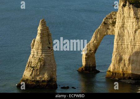 Falaise d'aval, falaise, Étretat, Côte d'Albâtre, Normandie, Haute-Normandie, France, Europe Banque D'Images