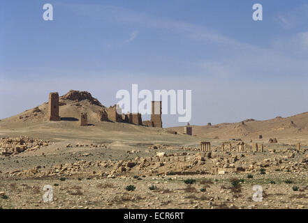 La Syrie. Palmyre. La vallée des tombes. Oasis de Tadmor. Photo avant la guerre civile en Syrie Banque D'Images