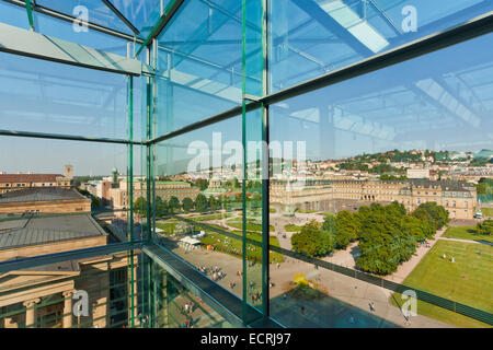 Vue du Kunstmuseum, KONIGSTRASSE, KONIGSBAU IMMEUBLE, PLACE SCHLOSSPLATZ, Stuttgart, BADEN-Württemberg, Allemagne Banque D'Images