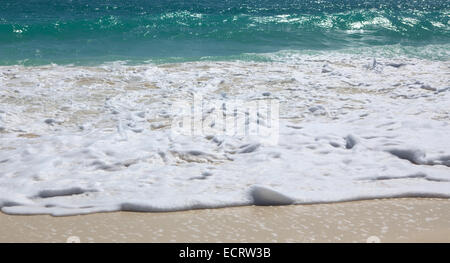 Mousse Blanche-neige sur la mer des Caraïbes. Playa Los Cocos. Cayo Largo. Cuba. Banque D'Images