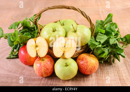 La goyave apple dans le panier sur fond blanc Banque D'Images