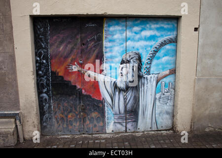 Le ciel et l'enfer murale porte à Barcelone, Catalogne, Espagne. Banque D'Images