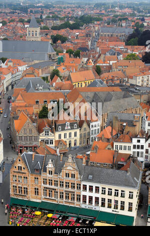 Markt, Market Place, vue depuis le Beffroi, Bruges, Flandre occidentale, Belgique, Europe Banque D'Images