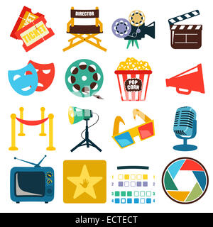 Cinéma Vector icon set Banque D'Images