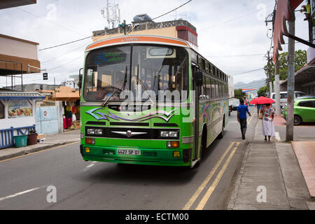 L'Ile Maurice, Mahebourg, centre-ville, bus local à Chemin Grenier Greenline Banque D'Images