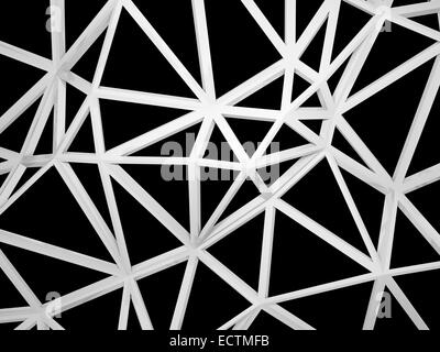 3d abstrait construction câblé avec forme triangles chaotique isolé sur fond noir Banque D'Images