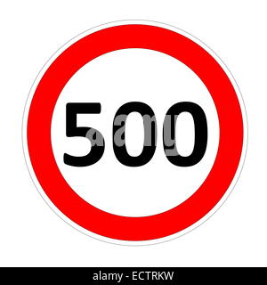 Limitation de vitesse de 500 road sign in white background Banque D'Images