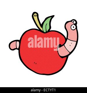 Retro style bande dessinée cartoon worm dans Apple Illustration de Vecteur