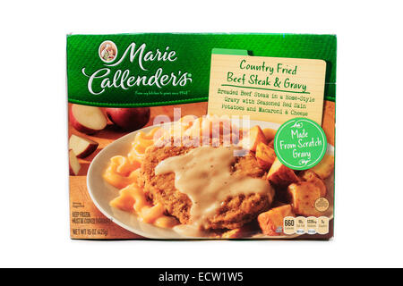 Marie Callender's Country Fried Steak de boeuf sauce & repas prêt Banque D'Images