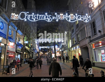 Les lumières de Noël à Birmingham, West Midlands, England, UK Banque D'Images