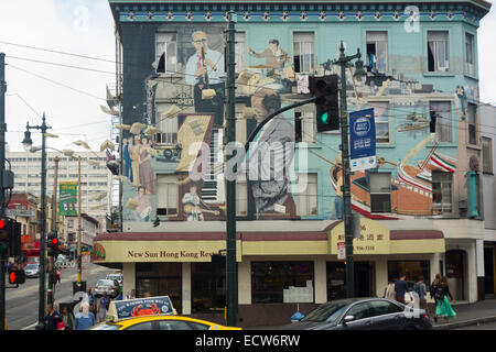 Murale musicien Columbus Street San Francisco CA Banque D'Images