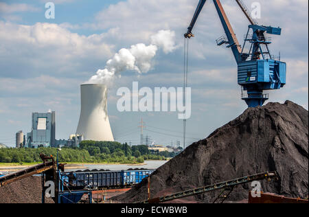 Chargement de charbon à port Orsoy sur le Rhin, en face de Duisburg Walsum, Banque D'Images