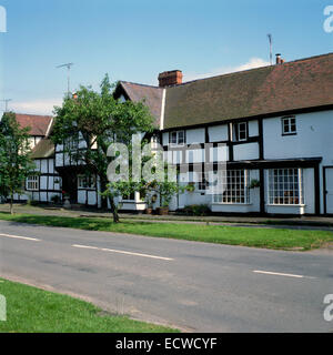 Noir & blanc, maisons, Weobley, Hereforfshire Banque D'Images