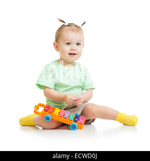 Funny baby Playing with xylophone isolated Banque D'Images