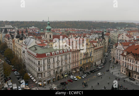 Vue panoramique sur le centre historique de Prague, classé au Patrimoine Mondial de l'UNESCO, Prague, la Bohême, la République tchèque, l'Europe. Banque D'Images