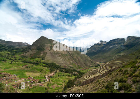 L'image de l'agriculture d'une terrasse non loin de Pisac, Pérou Banque D'Images