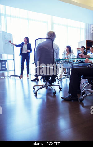 Businesswoman giving presentation in conference room Banque D'Images