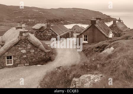 Village de l'ancienne blackhouses sur l'île de Lewis, Hébrides extérieures en Écosse Banque D'Images