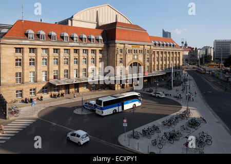 La gare ferroviaire Hauptbahnhof Leipzig, Allemagne, Leipzig Banque D'Images