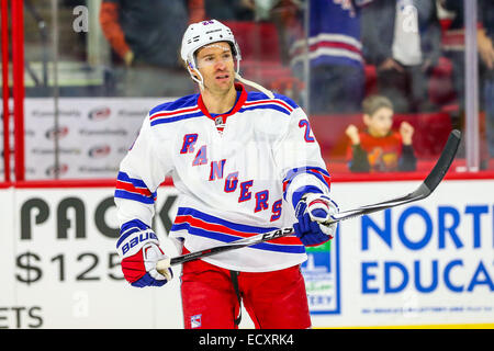 20 déc., 2014 - Raleigh, Caroline du Nord, États-Unis - New York Rangers center Dominic Moore (28) au cours de la partie de la LNH entre les Rangers de New York et les Hurricanes de la Caroline au PNC Arena. Les Rangers de New York a défait les Hurricanes de la Caroline 3-2 dans une fusillade. (Crédit Image : © Andy Martin Jr./Zuma sur le fil) Banque D'Images