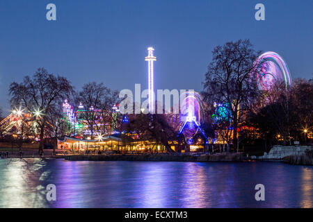 Winter Wonderland à Hyde Park Londres nuit UK Banque D'Images