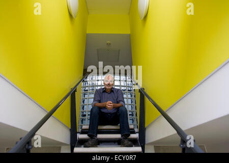 Portrait de mathématicien et gourou risque, le Professeur Sir David Spiegelhalter au Centre des Sciences Mathématiques, UniCambridge Banque D'Images