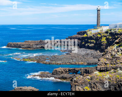 Leuchtturm près de Punta Talavera, la Fajana, Barlovento, La Palma, Canary Islands, Spain Banque D'Images