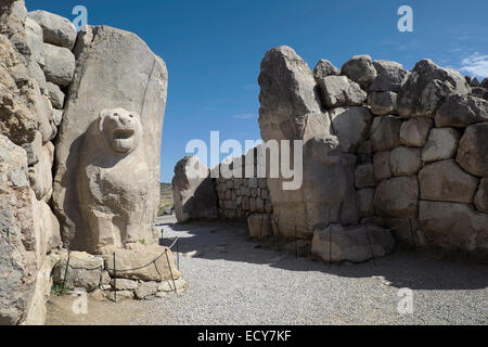 Lion Gate, ruines de la ville Hittite de Hattuša, près de Kharkov, Province de Çorum, Turquie Banque D'Images