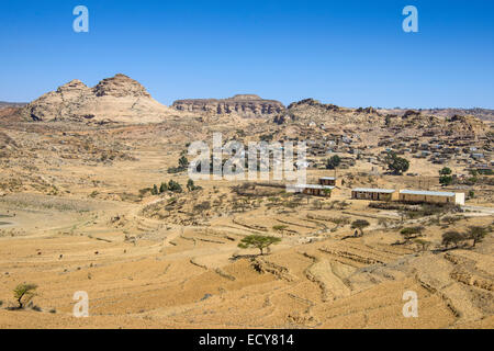 Paysage de montagne le long de la route de Asmarra à Qohaito, Erythrée Banque D'Images