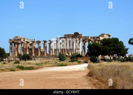 Ruines grecques à Sélinonte, Sicile, Italie Banque D'Images