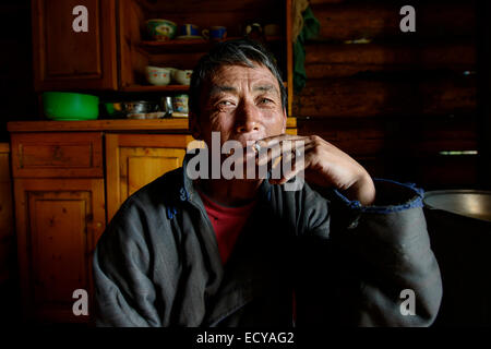 L'homme nomade mongol, Mongolie Banque D'Images