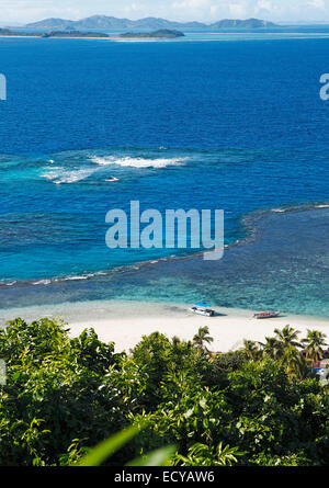 Plage, les Mers du Sud, l'établissement Matamanoa Island, Yasawa Islands, Fidji Banque D'Images